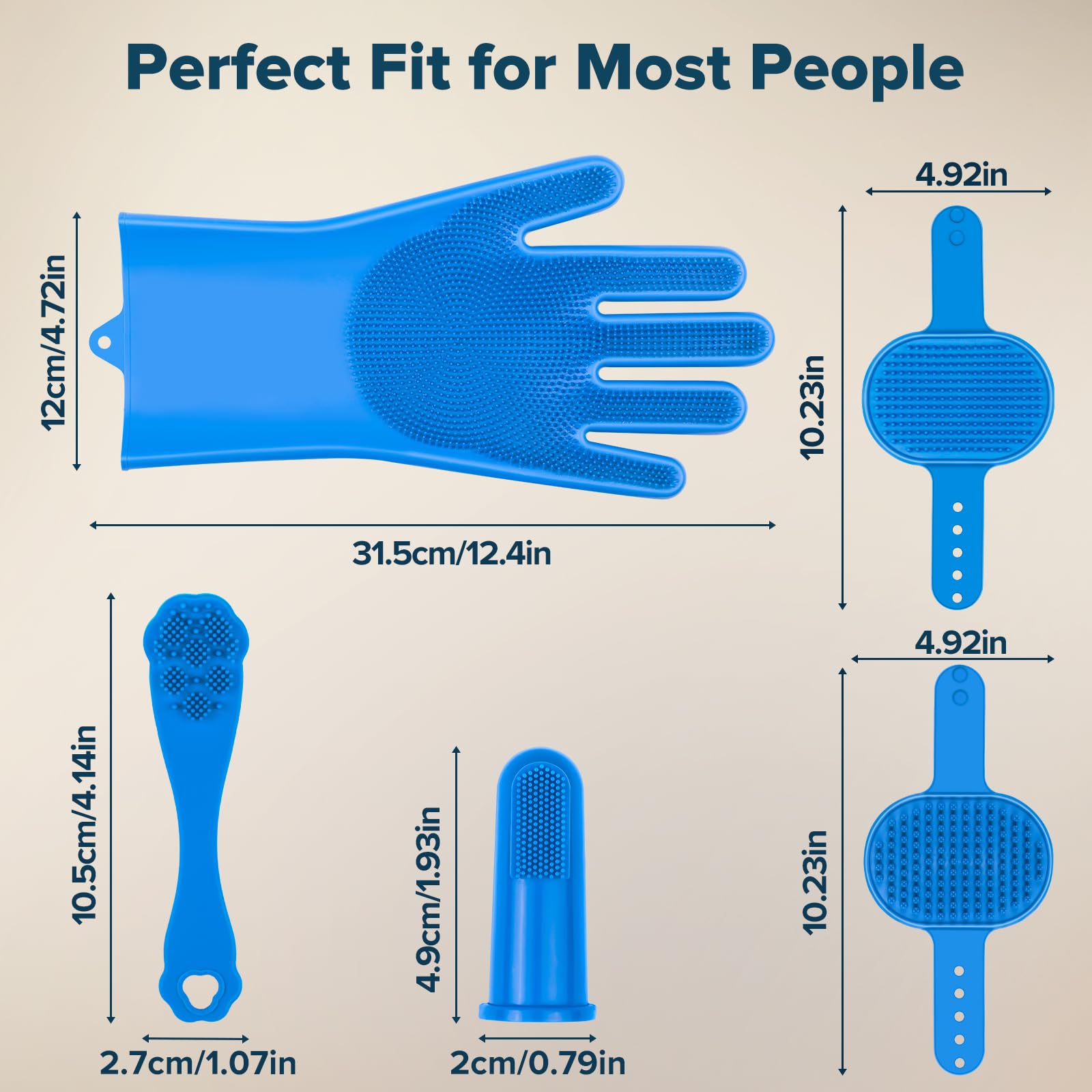 Augwind 6PCS Pet Grooming Kit for Dogs, Cats and Horses | Dog Washing Gloves | Cleanroom Gloves | Dog Bath Brush | Dog Bath Gloves | Dog Shampoo Brush | Dog Bath Supplies (Navy Blue)