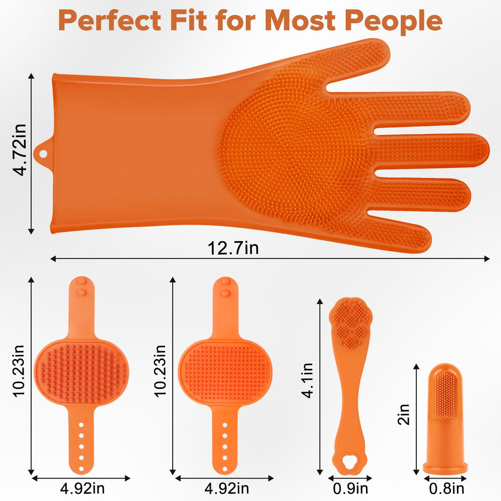 Augwind 6PCS Pet Grooming Kit for Dogs, Cats and Horses | Dog Washing Gloves | Cleanroom Gloves | Dog Bath Brush | Dog Bath Gloves | Dog Shampoo Brush | Dog Bath Supplies (Navy Blue)