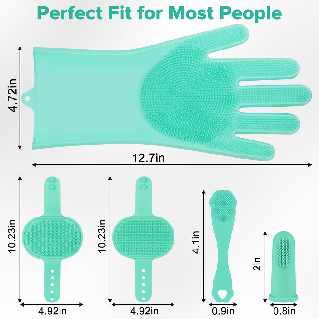Augwind 6PCS Pet Grooming Kit for Dogs, Cats and Horses | Dog Washing Gloves | Cleanroom Gloves | Dog Bath Brush | Dog Bath Gloves | Dog Shampoo Brush | Dog Bath Supplies (Navy Blue)