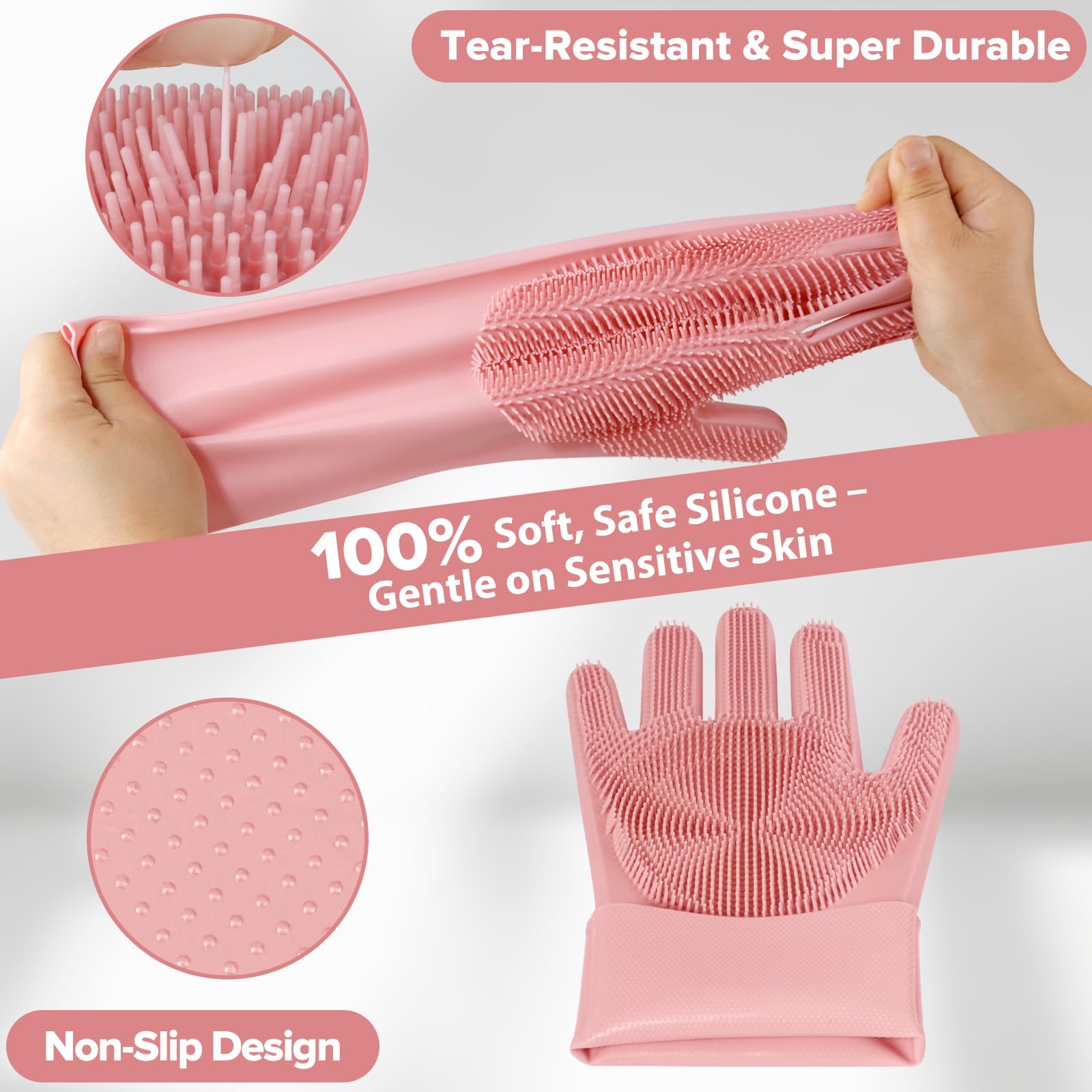 Augwind 6PCS Pet Grooming Kit for Dogs, Cats and Horses | Dog Washing Gloves | Cleanroom Gloves | Dog Bath Brush | Dog Bath Gloves | Dog Shampoo Brush | Dog Bath Supplies (Navy Blue)