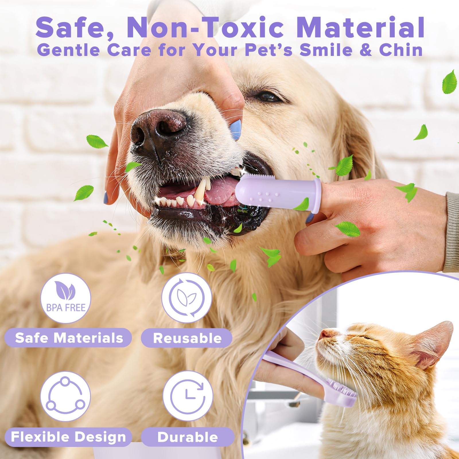Augwind 6PCS Pet Grooming Kit for Dogs, Cats and Horses | Dog Washing Gloves | Cleanroom Gloves | Dog Bath Brush | Dog Bath Gloves | Dog Shampoo Brush | Dog Bath Supplies (Navy Blue)