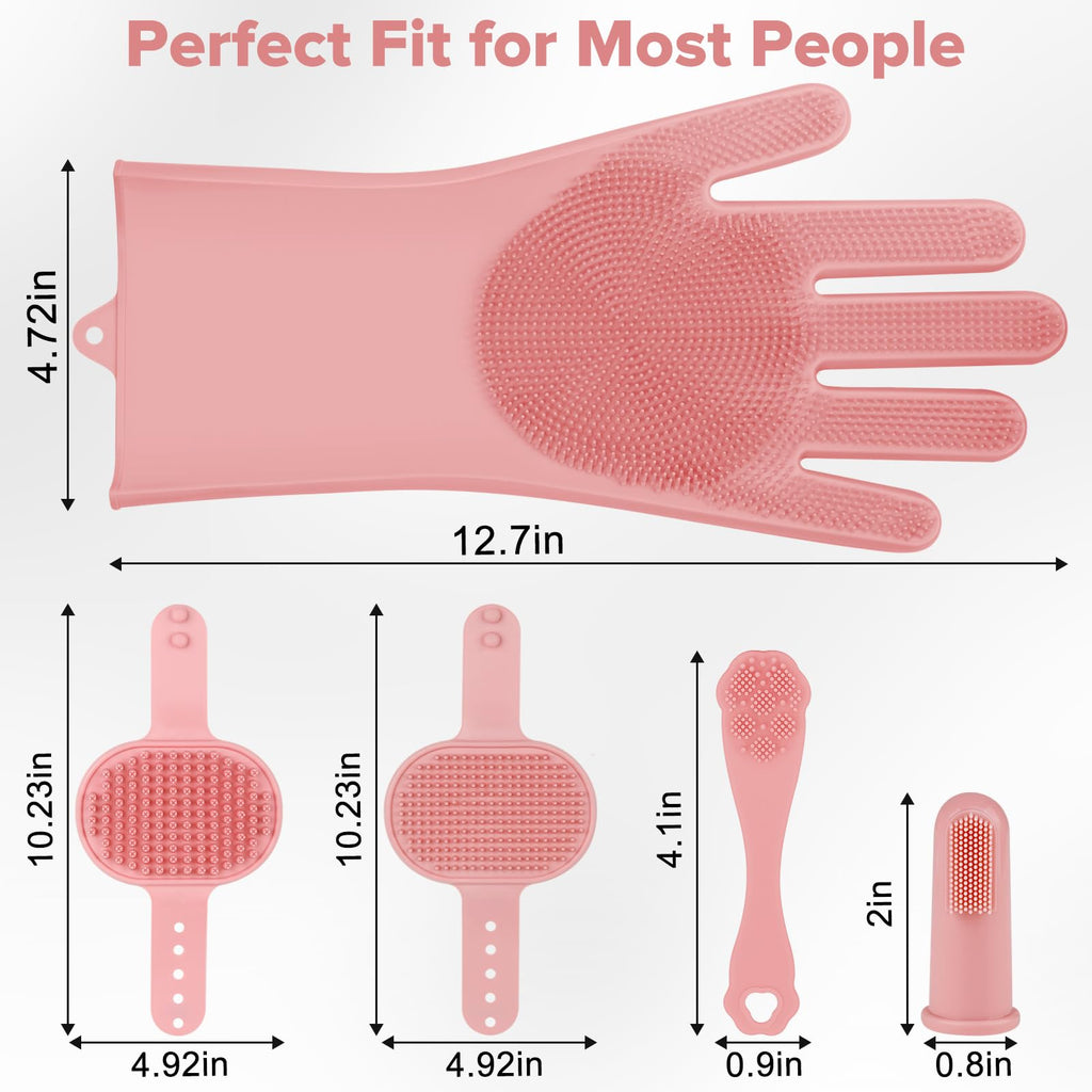 Augwind 6PCS Pet Grooming Kit for Dogs, Cats and Horses | Dog Washing Gloves | Cleanroom Gloves | Dog Bath Brush | Dog Bath Gloves | Dog Shampoo Brush | Dog Bath Supplies (Navy Blue)