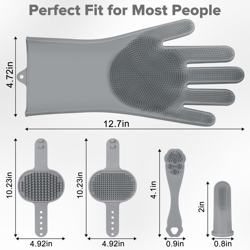 Augwind 6PCS Pet Grooming Kit for Dogs, Cats and Horses | Dog Washing Gloves | Cleanroom Gloves | Dog Bath Brush | Dog Bath Gloves | Dog Shampoo Brush | Dog Bath Supplies (Navy Blue)