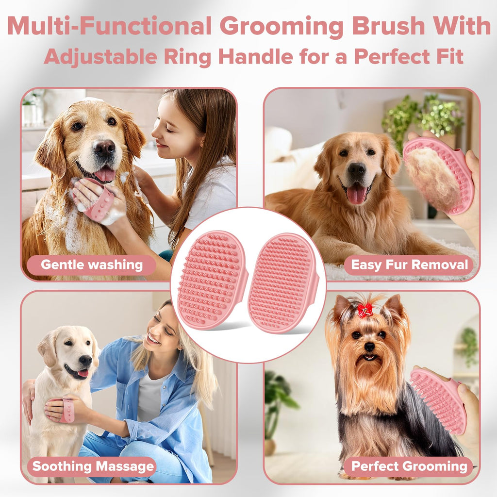 Augwind 6PCS Pet Grooming Kit for Dogs, Cats and Horses | Dog Washing Gloves | Cleanroom Gloves | Dog Bath Brush | Dog Bath Gloves | Dog Shampoo Brush | Dog Bath Supplies (Navy Blue)