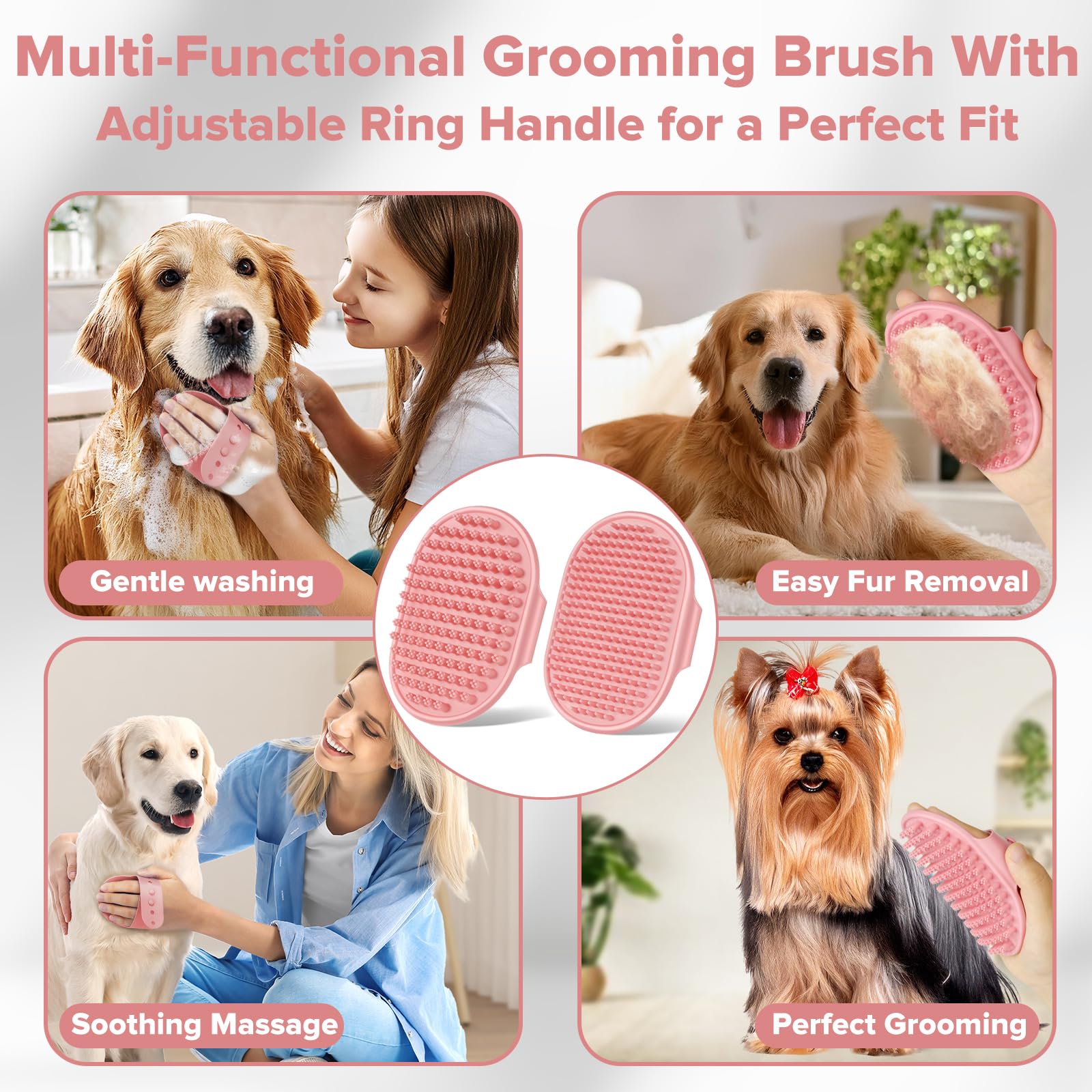 Augwind 6PCS Pet Grooming Kit for Dogs, Cats and Horses | Dog Washing Gloves | Cleanroom Gloves | Dog Bath Brush | Dog Bath Gloves | Dog Shampoo Brush | Dog Bath Supplies (Navy Blue)