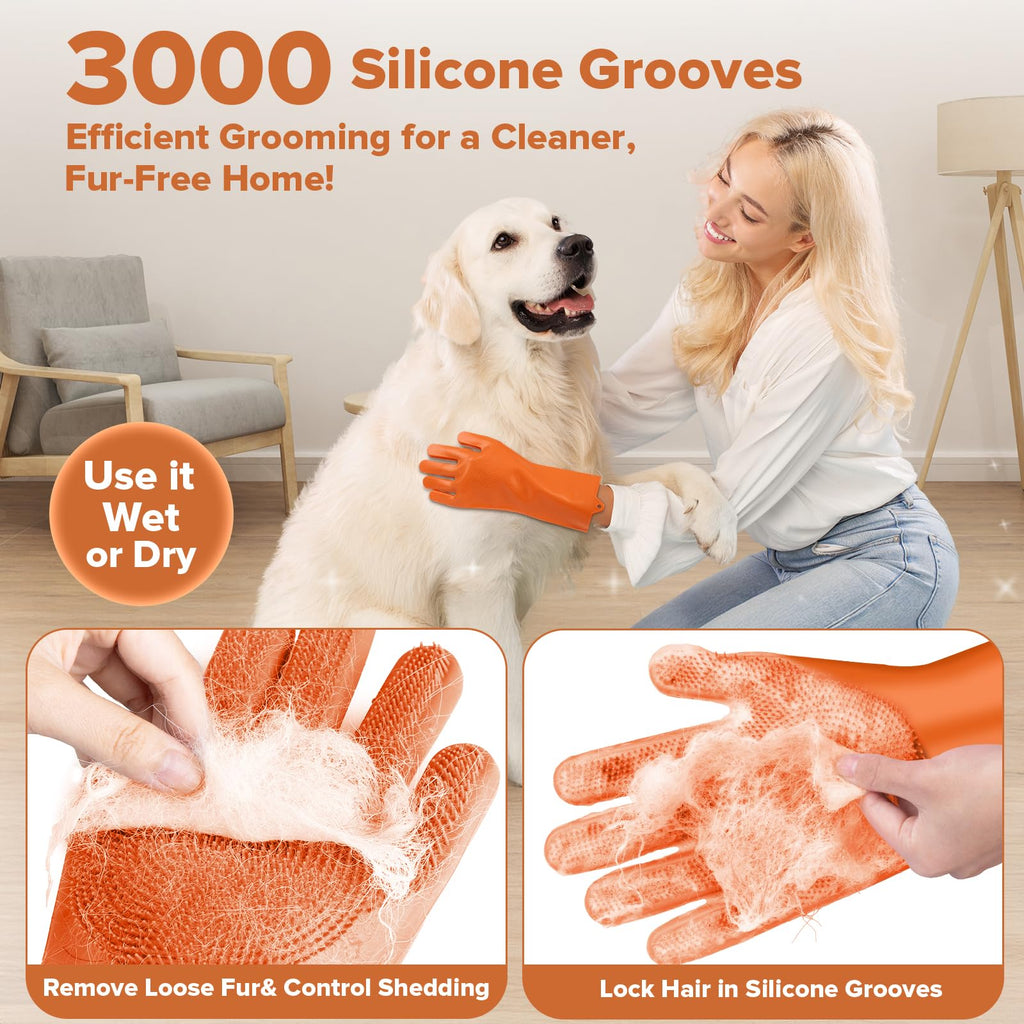 Augwind 6PCS Pet Grooming Kit for Dogs, Cats and Horses | Dog Washing Gloves | Cleanroom Gloves | Dog Bath Brush | Dog Bath Gloves | Dog Shampoo Brush | Dog Bath Supplies (Navy Blue)