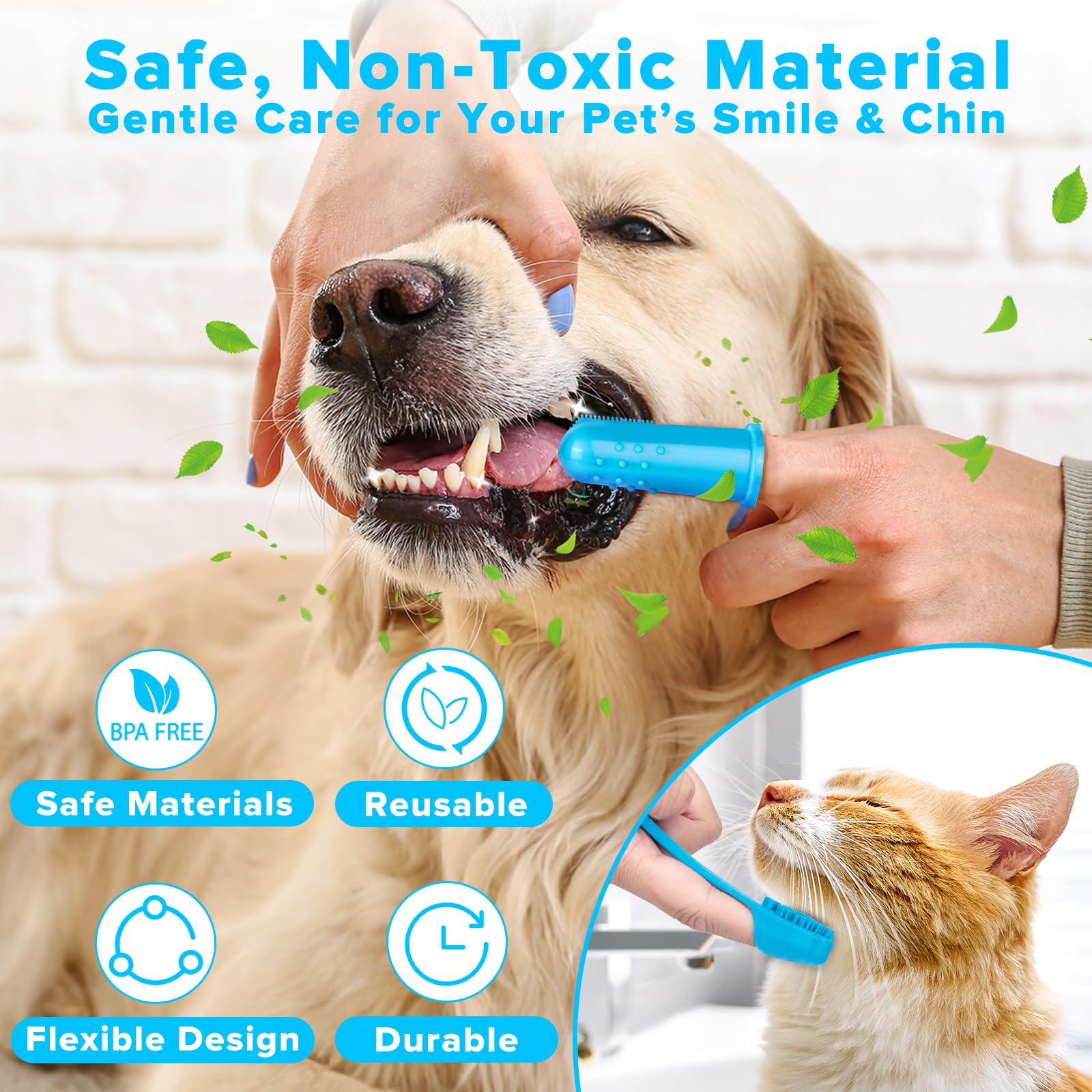Augwind 6PCS Pet Grooming Kit for Dogs, Cats and Horses | Dog Washing Gloves | Cleanroom Gloves | Dog Bath Brush | Dog Bath Gloves | Dog Shampoo Brush | Dog Bath Supplies (Navy Blue)