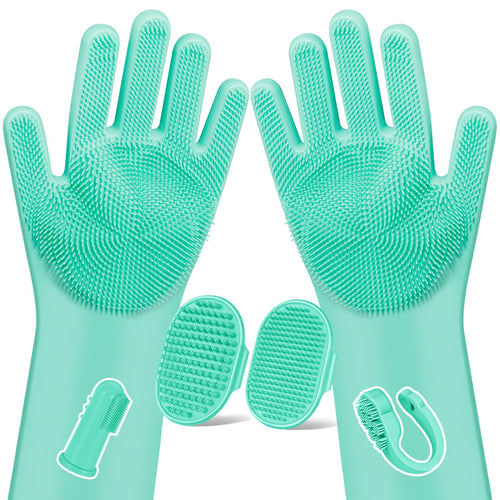 Augwind 6PCS Pet Grooming Kit for Dogs, Cats and Horses | Dog Washing Gloves | Cleanroom Gloves | Dog Bath Brush | Dog Bath Gloves | Dog Shampoo Brush | Dog Bath Supplies (Navy Blue)