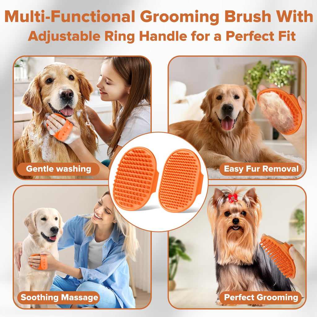 Augwind 6PCS Pet Grooming Kit for Dogs, Cats and Horses | Dog Washing Gloves | Cleanroom Gloves | Dog Bath Brush | Dog Bath Gloves | Dog Shampoo Brush | Dog Bath Supplies (Navy Blue)