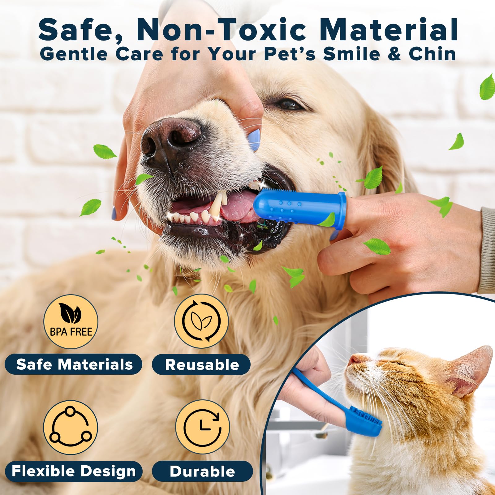 Augwind 6PCS Pet Grooming Kit for Dogs, Cats and Horses | Dog Washing Gloves | Cleanroom Gloves | Dog Bath Brush | Dog Bath Gloves | Dog Shampoo Brush | Dog Bath Supplies (Navy Blue)