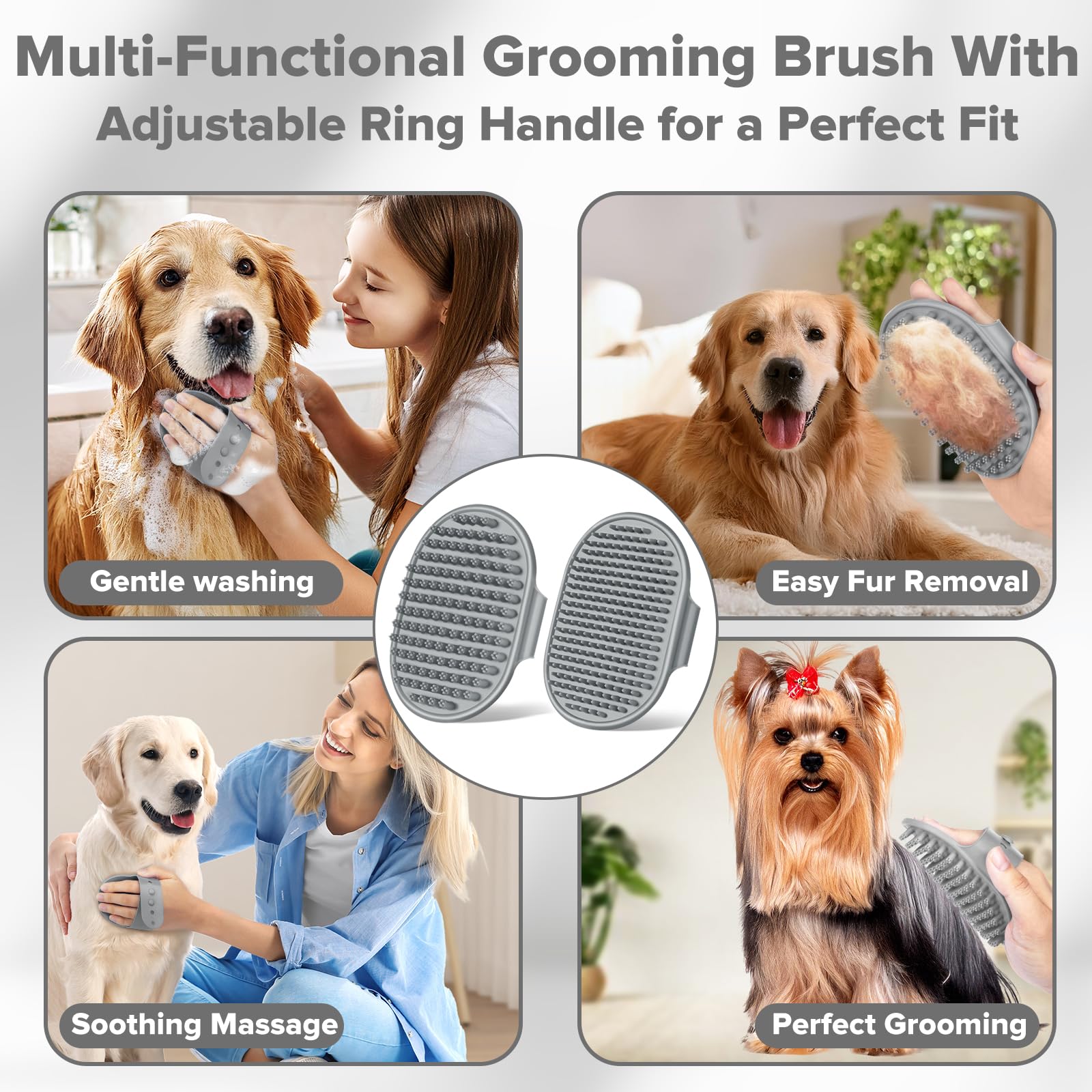 Augwind 6PCS Pet Grooming Kit for Dogs, Cats and Horses | Dog Washing Gloves | Cleanroom Gloves | Dog Bath Brush | Dog Bath Gloves | Dog Shampoo Brush | Dog Bath Supplies (Navy Blue)