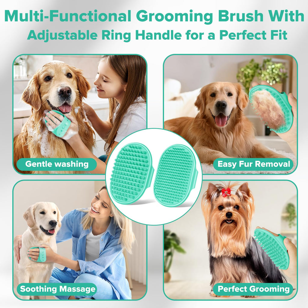 Augwind 6PCS Pet Grooming Kit for Dogs, Cats and Horses | Dog Washing Gloves | Cleanroom Gloves | Dog Bath Brush | Dog Bath Gloves | Dog Shampoo Brush | Dog Bath Supplies (Navy Blue)