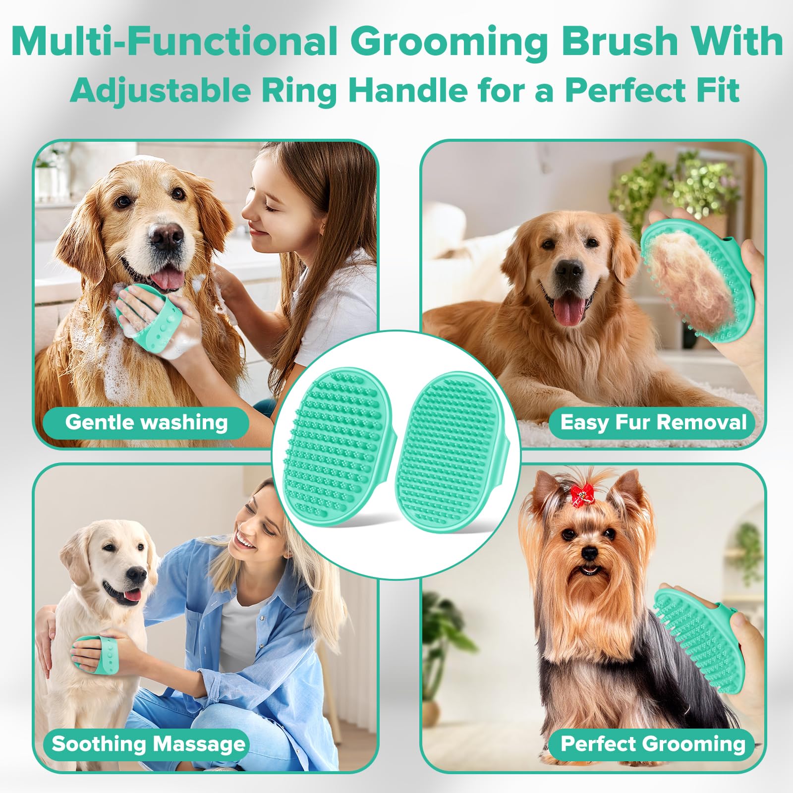 Augwind 6PCS Pet Grooming Kit for Dogs, Cats and Horses | Dog Washing Gloves | Cleanroom Gloves | Dog Bath Brush | Dog Bath Gloves | Dog Shampoo Brush | Dog Bath Supplies (Navy Blue)