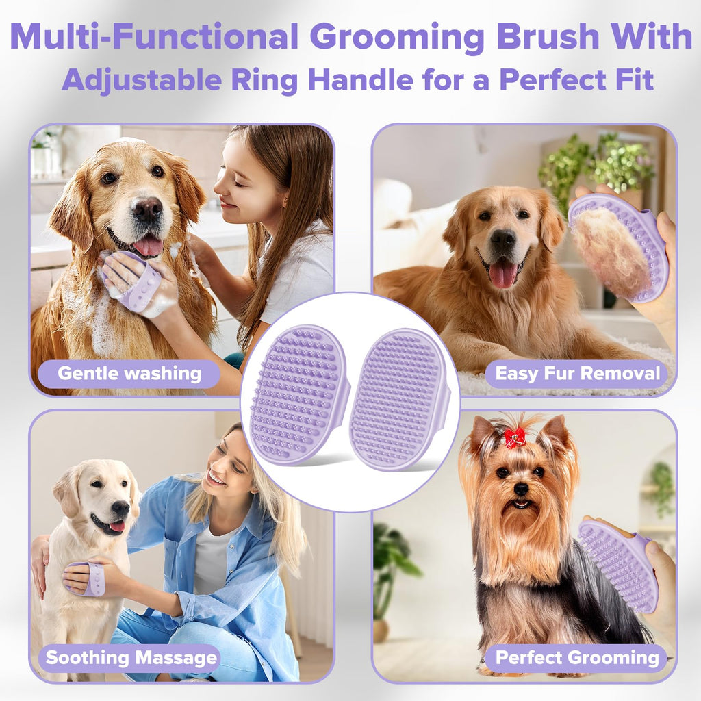 Augwind 6PCS Pet Grooming Kit for Dogs, Cats and Horses | Dog Washing Gloves | Cleanroom Gloves | Dog Bath Brush | Dog Bath Gloves | Dog Shampoo Brush | Dog Bath Supplies (Navy Blue)