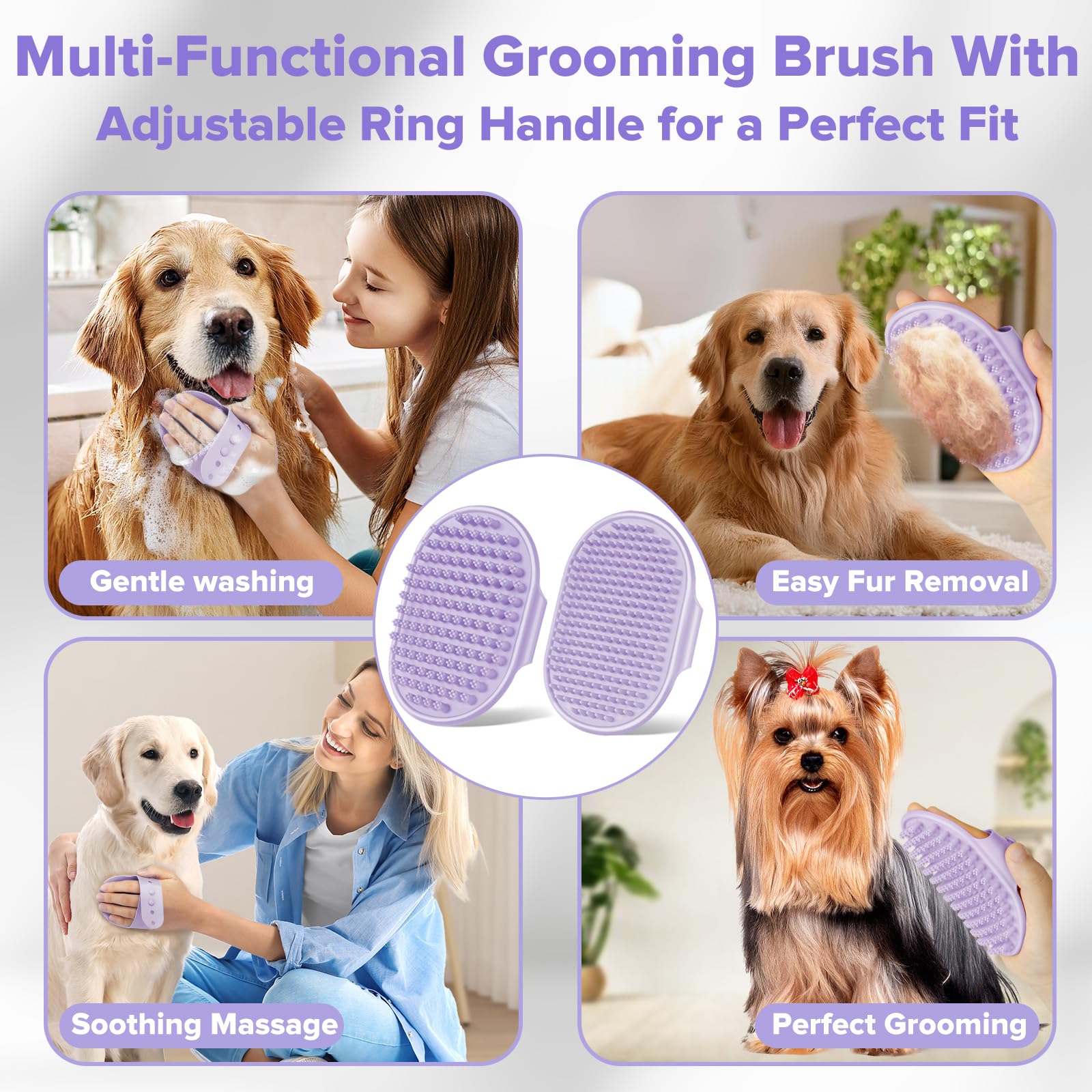Augwind 6PCS Pet Grooming Kit for Dogs, Cats and Horses | Dog Washing Gloves | Cleanroom Gloves | Dog Bath Brush | Dog Bath Gloves | Dog Shampoo Brush | Dog Bath Supplies (Navy Blue)