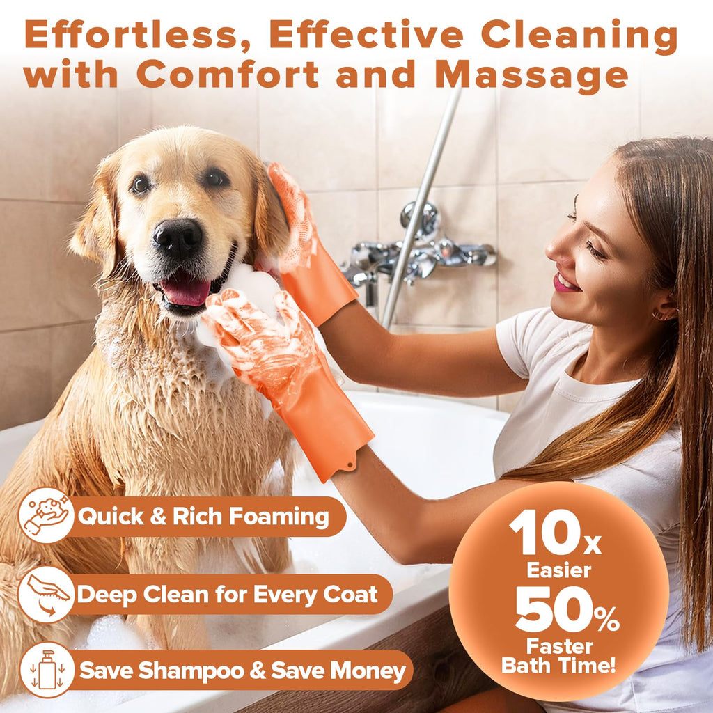 Augwind 6PCS Pet Grooming Kit for Dogs, Cats and Horses | Dog Washing Gloves | Cleanroom Gloves | Dog Bath Brush | Dog Bath Gloves | Dog Shampoo Brush | Dog Bath Supplies (Navy Blue)